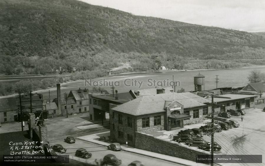 Postcard: Connecticut River & Railroad Station, Brattleboro, Vermont